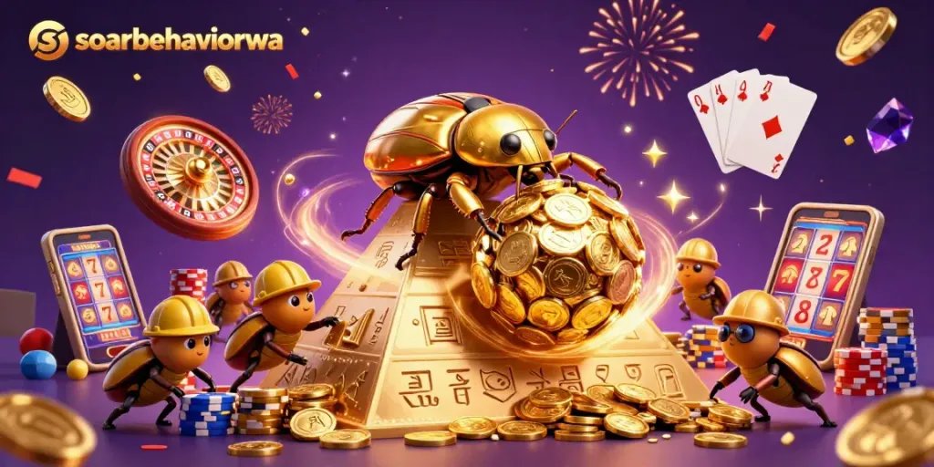 soarbehaviorwa brings excitement to the casino world with beetles rolling coins as vibrant games animate.