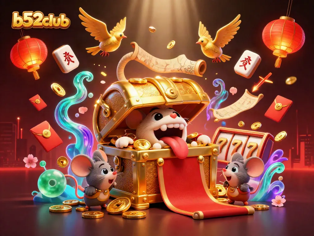 Play thrilling slots with b52club while exploring a rich 3D casino world filled with treasures and animated game elements.