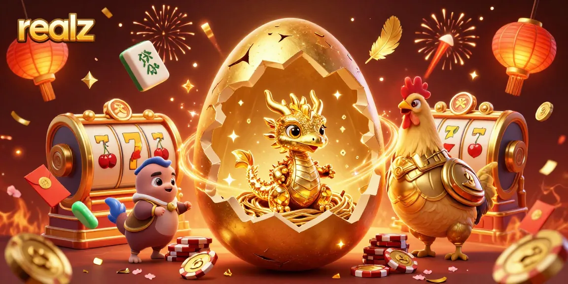 Experience realz at a dynamic casino scene with a golden dragon and vibrant game elements.