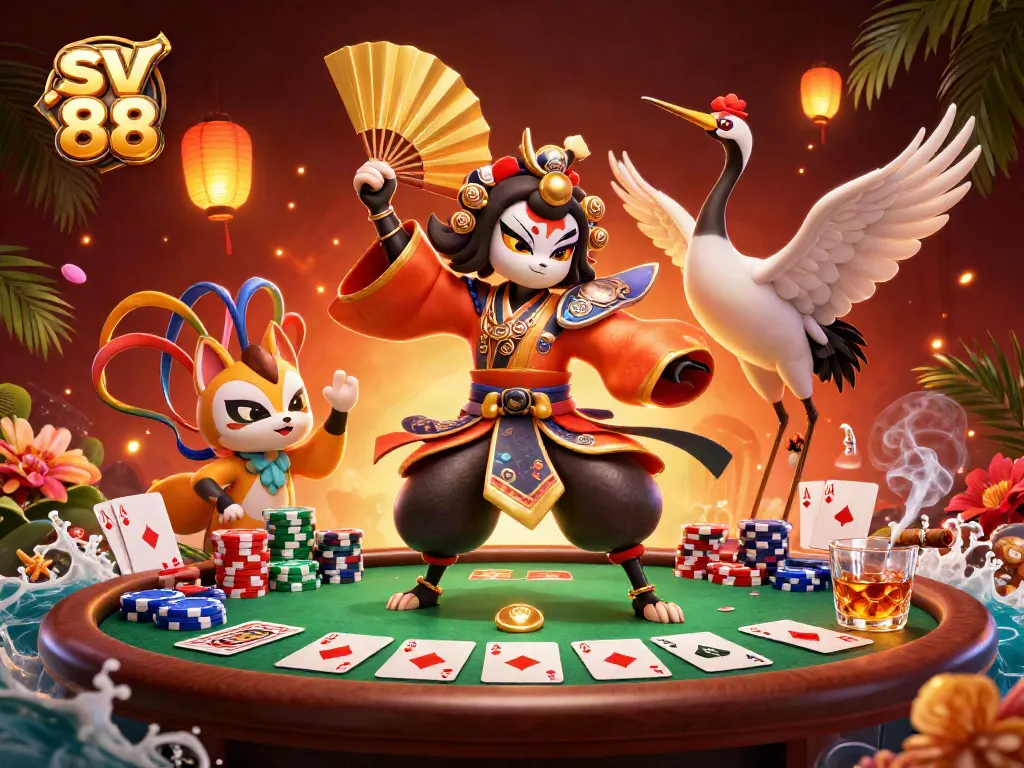 Play thrilling games at sv 88 with our vibrant 3D casino illustration showcasing dynamic elements.