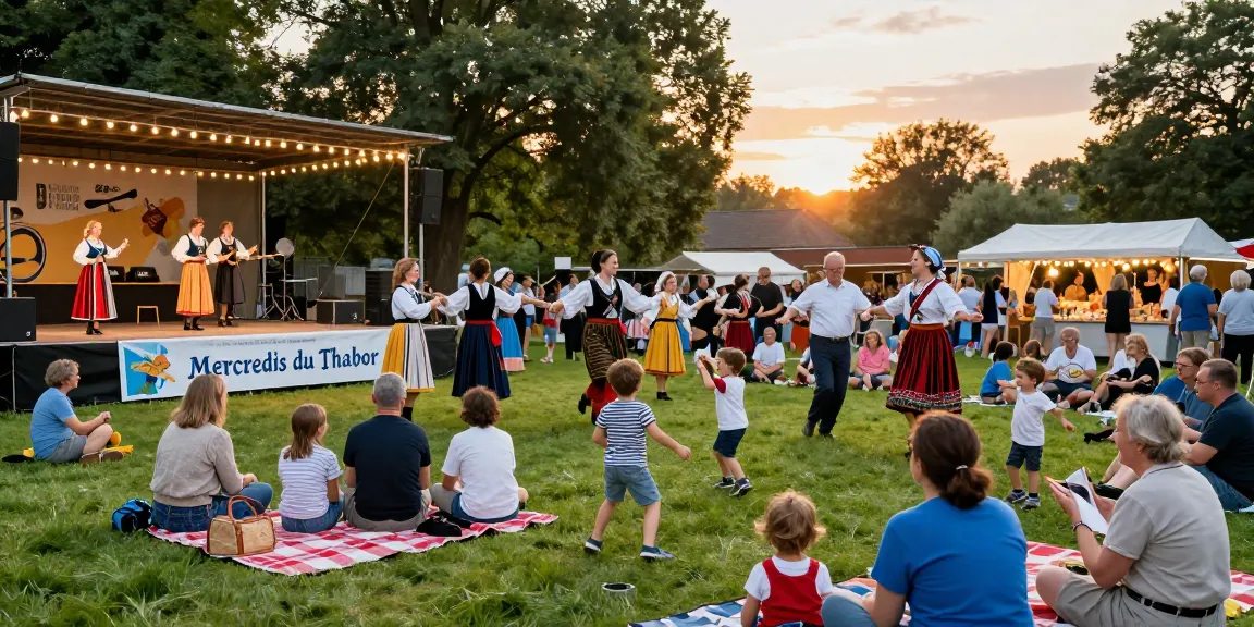 Vibrant Mercredis du Thabor cultural celebration scene featuring m98 สล็อตวอเลท 2026 and traditional Breton music.