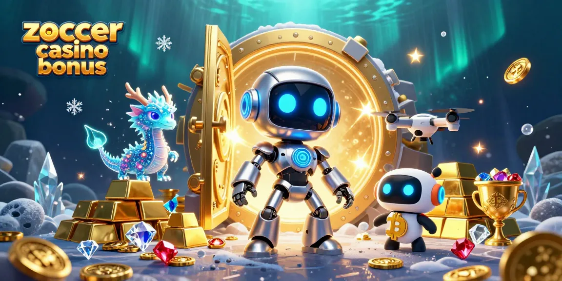 Win big with the zoccer casino bonus featuring a dazzling 3D cyberpunk mascot and treasures.